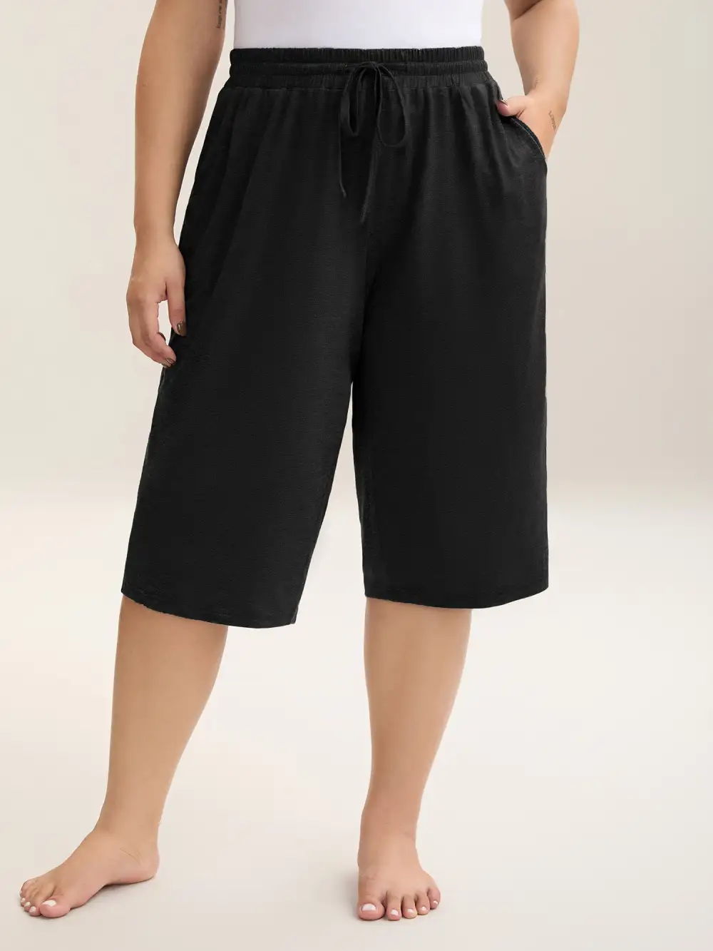 Mixed Color Knit Drawstring Loungewear Bottoms