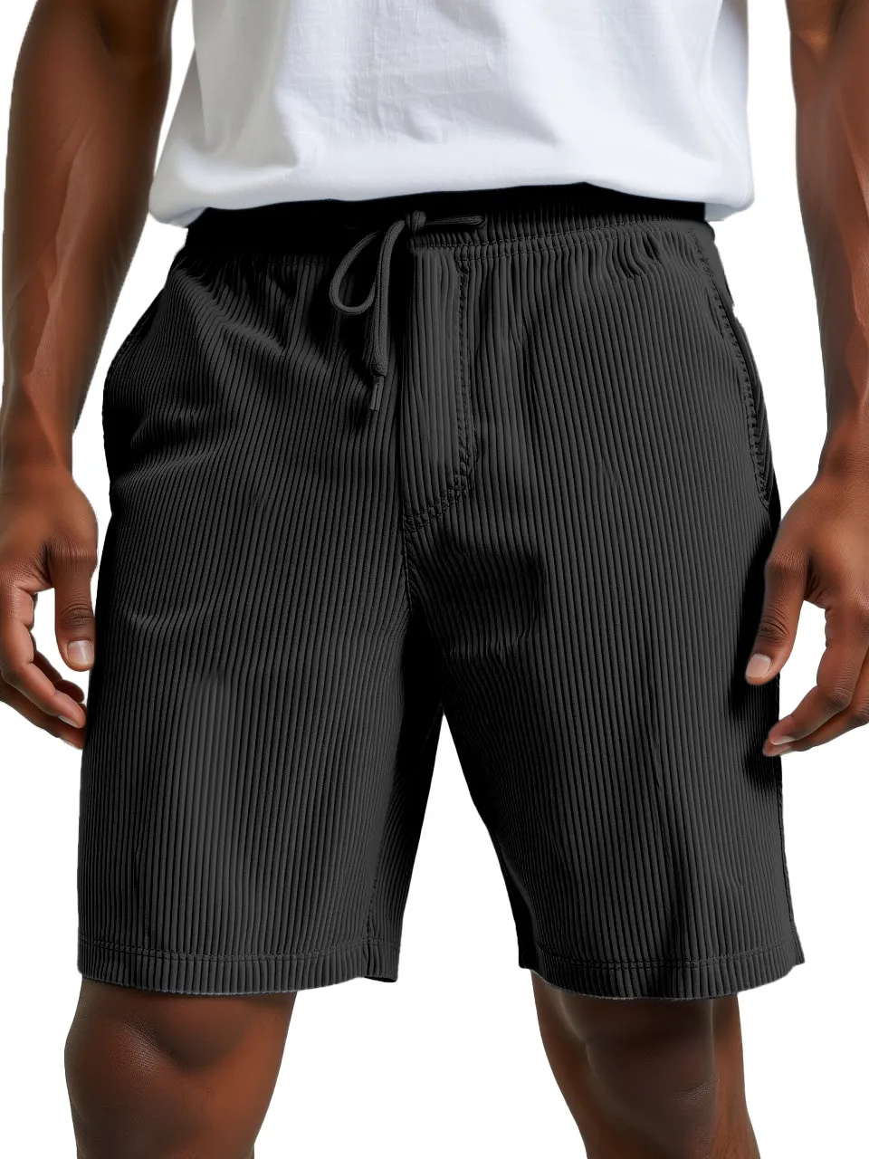 Men's Simple Retro Daily Casual Vertical Pit Loose Shorts