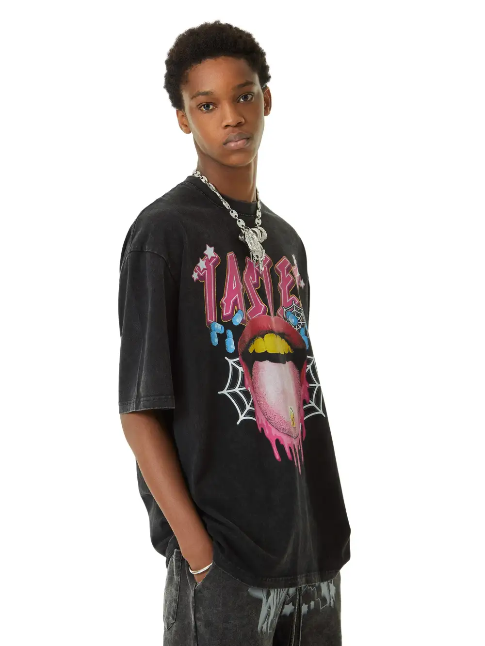 Creative Fun Big Tongue Print T-shirt - 2086