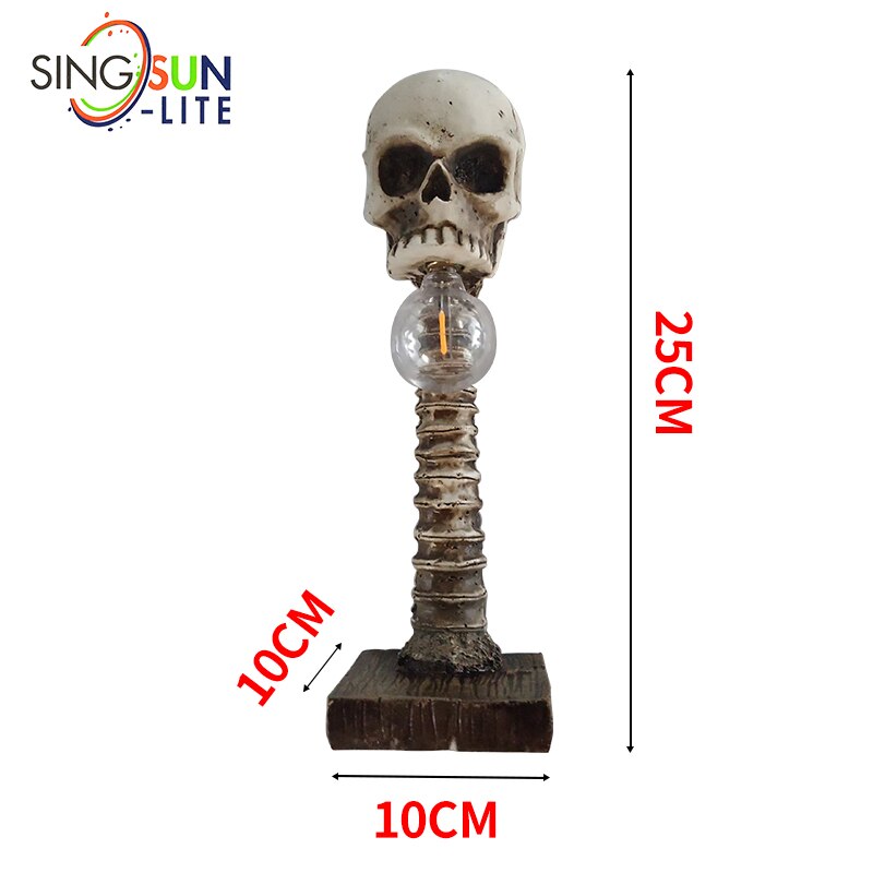 Halloween Luminous Skull Night Light Creative Resin Skull Table Lamp Home Office Decor Desktop Ornament Halloween Party Decora