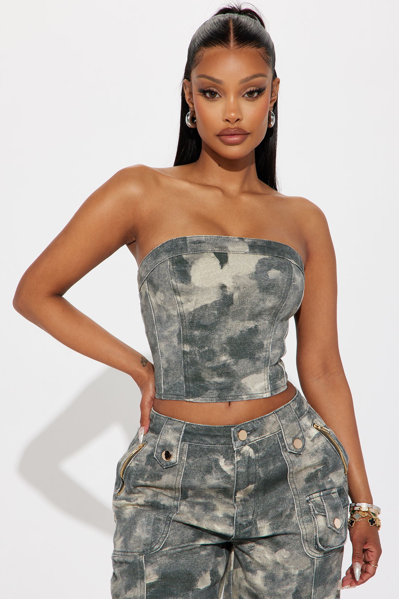 On My Mind Cargo Pant Set - Grey/combo