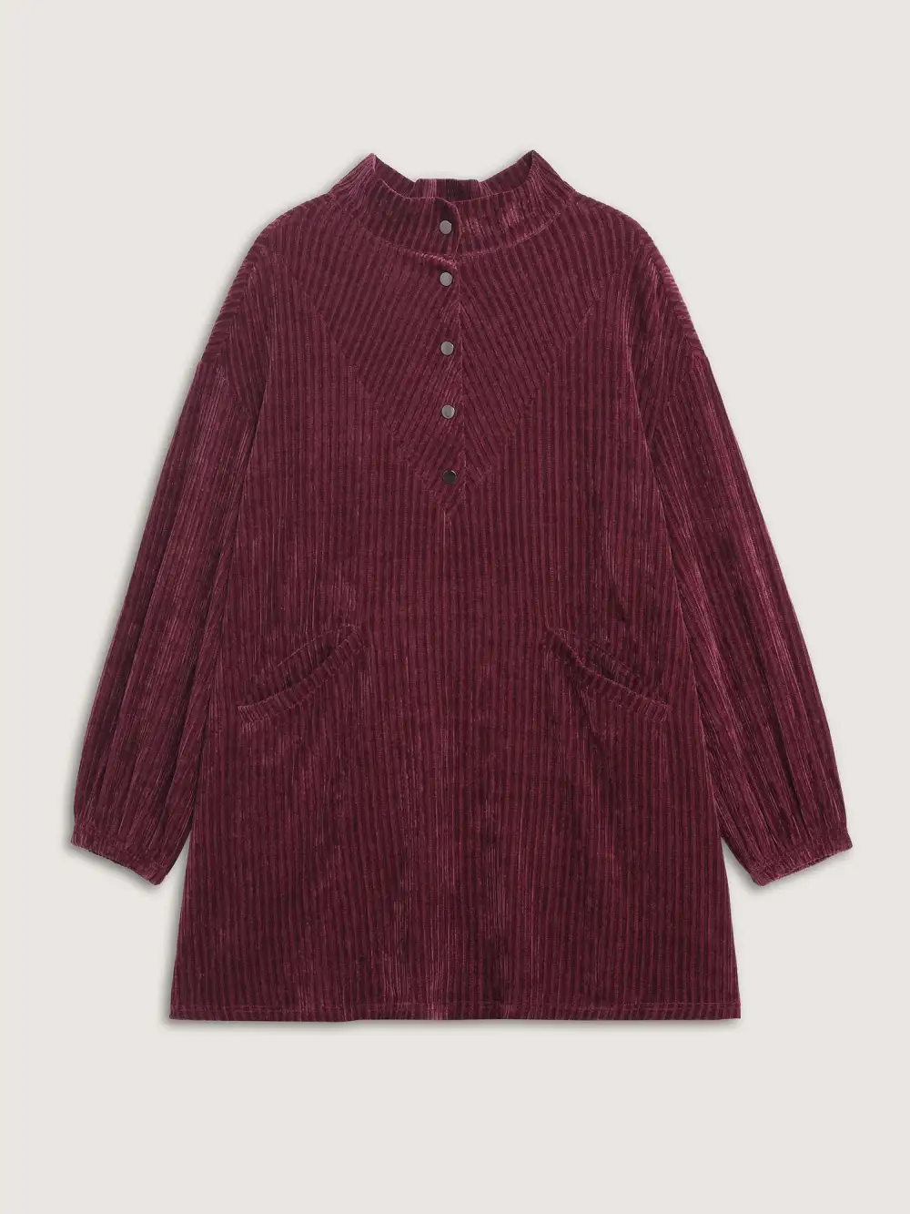 Corduroy-Feel Pockets Stretchy Cuffs Sweatshirt