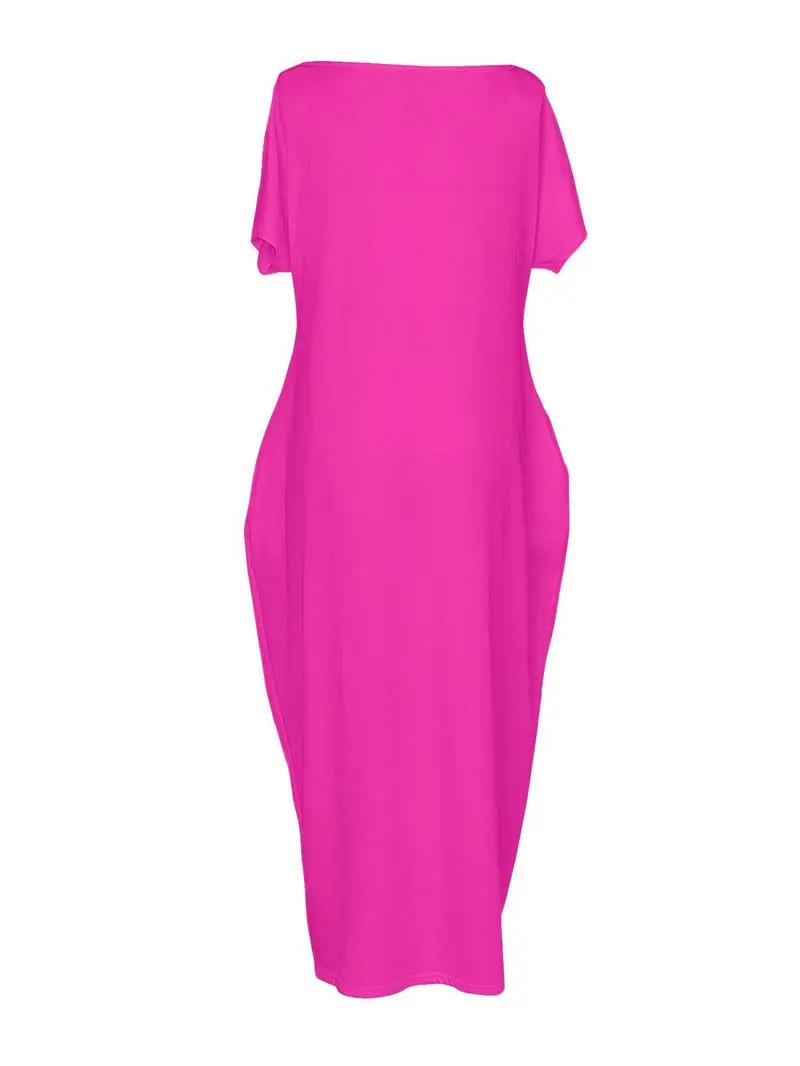 Women's Batwing Sleeve Lounge Dress – Casual Comfy Short Sleeve Nightdress for Daily Wear & Sleepwear