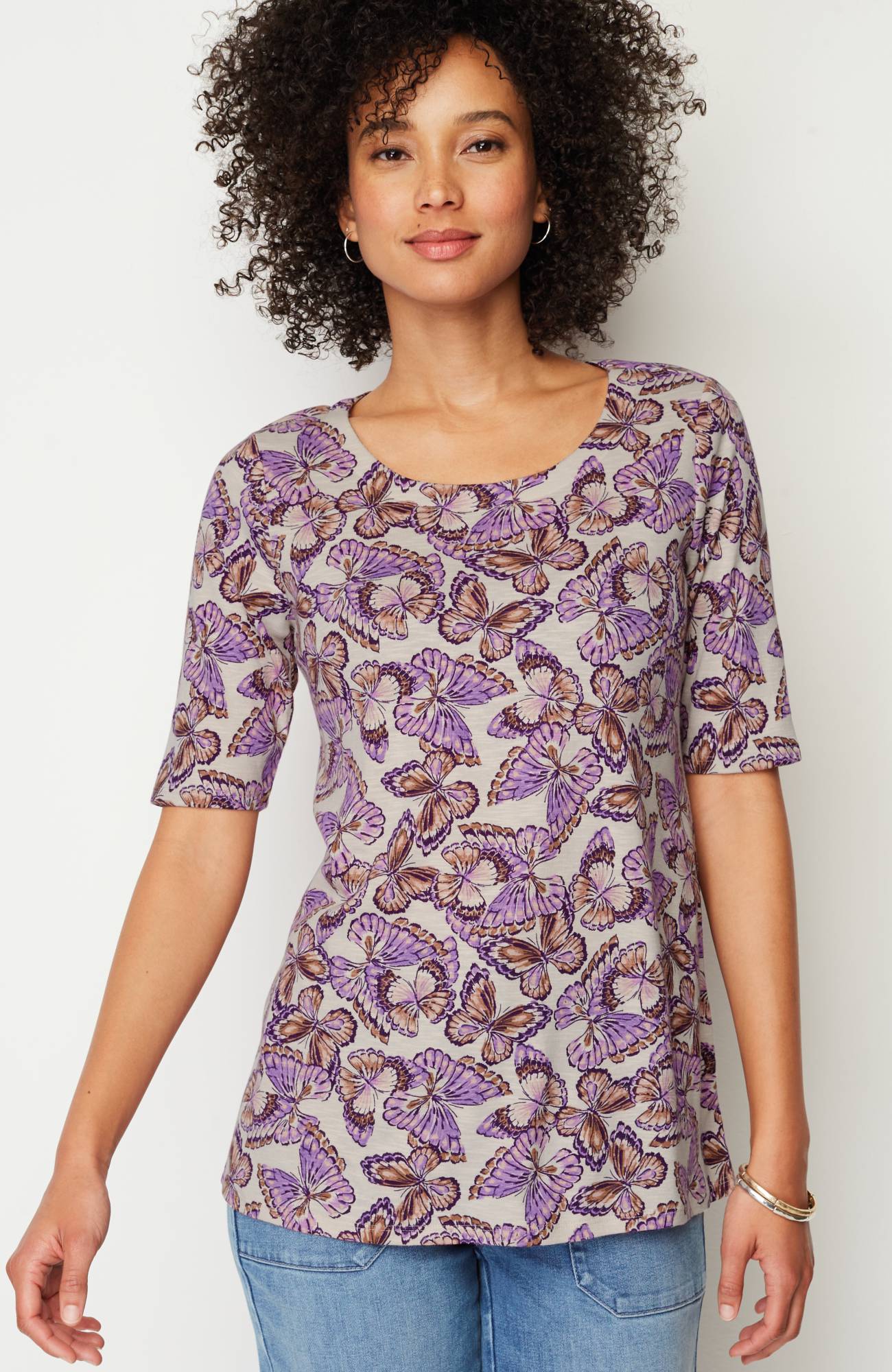 pima-slub scoop-neck side-slit tee
