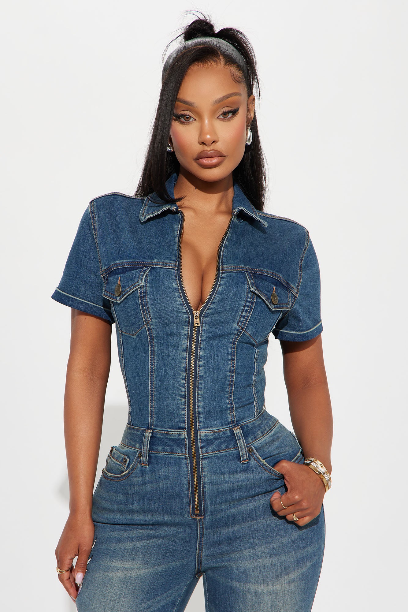 Ed Hardy NYC Denim Jumpsuit - Medium Wash