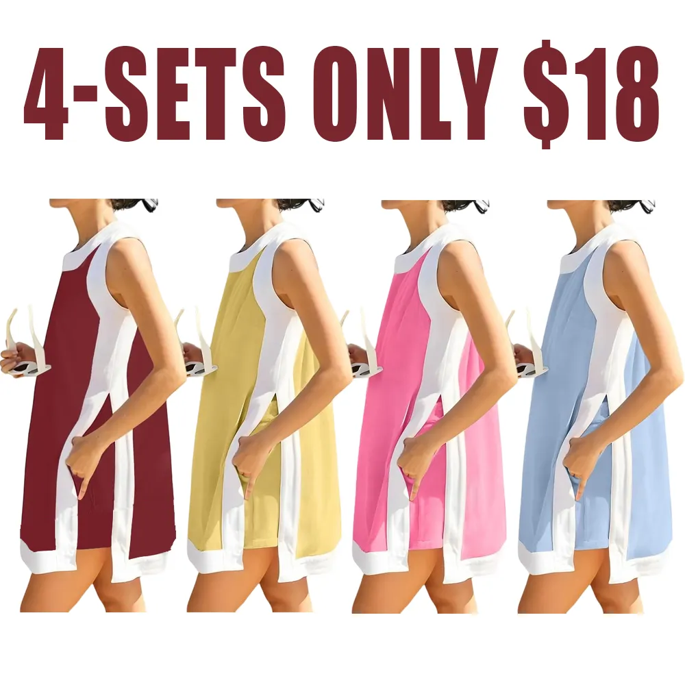 Women’s 2-Piece Color Block Lounge Set – Short Sleeve Top & Pocket Shorts