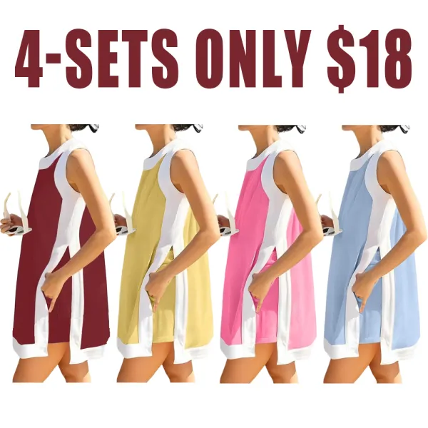 Women’s 2-Piece Color Block Lounge Set – Short Sleeve Top & Pocket Shorts