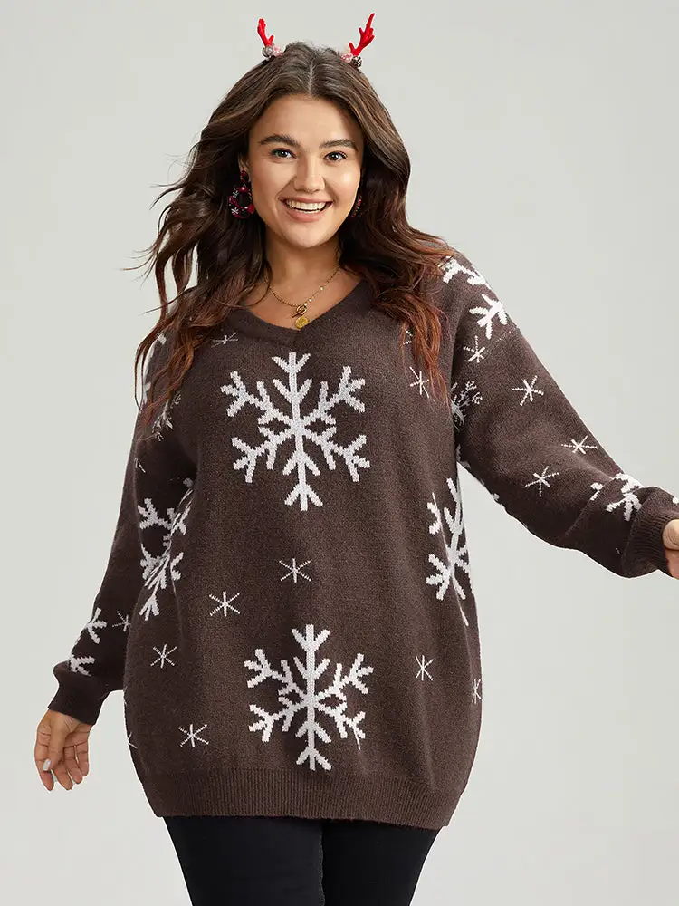 Anti-Pilling Snowflake Print Pullover