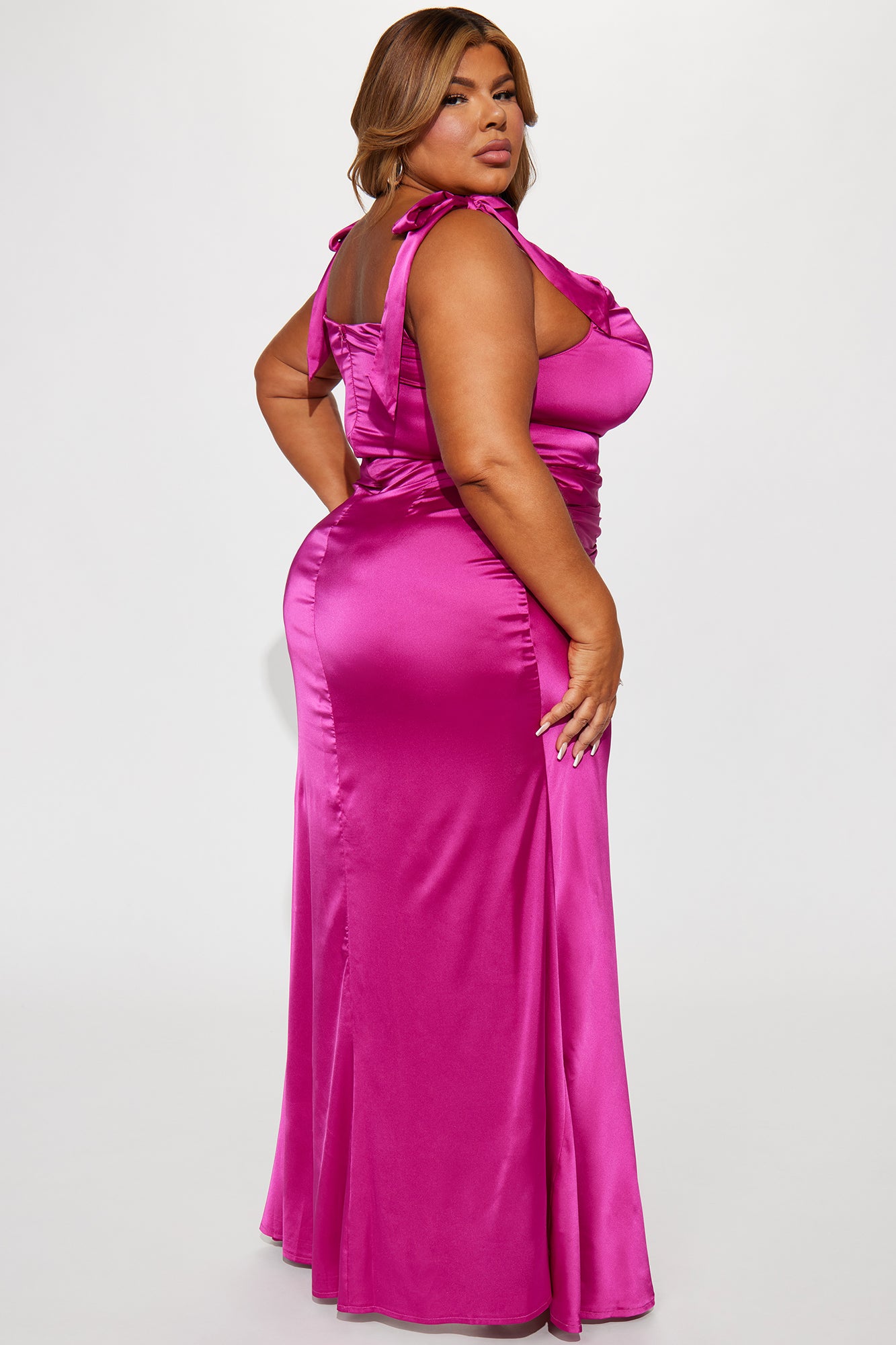 Lady Of The Night Satin Maxi Dress - Magenta