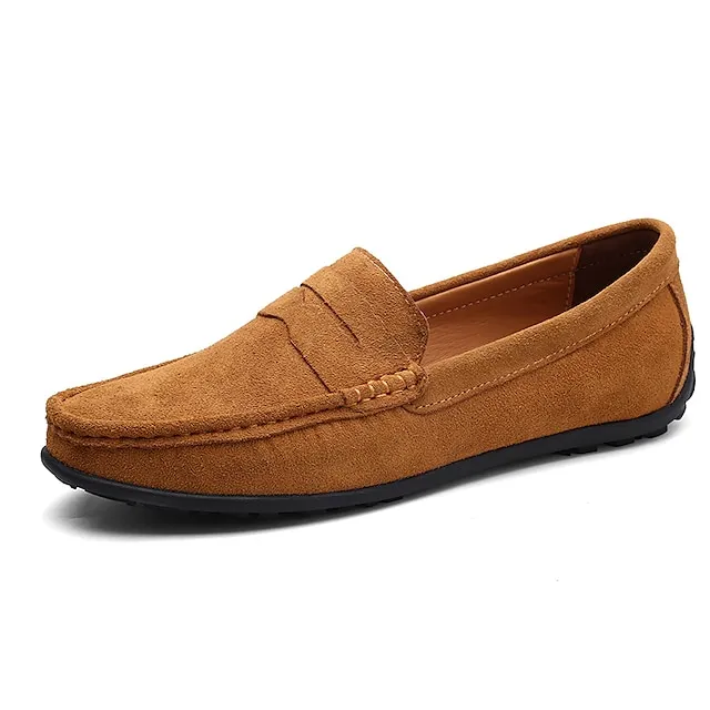 Men's Loafers & Slip-Ons Suede Shoes Comfort Shoes Driving Loafers Casual Outdoor Daily Suede Black Navy Blue Khaki Spring Summer