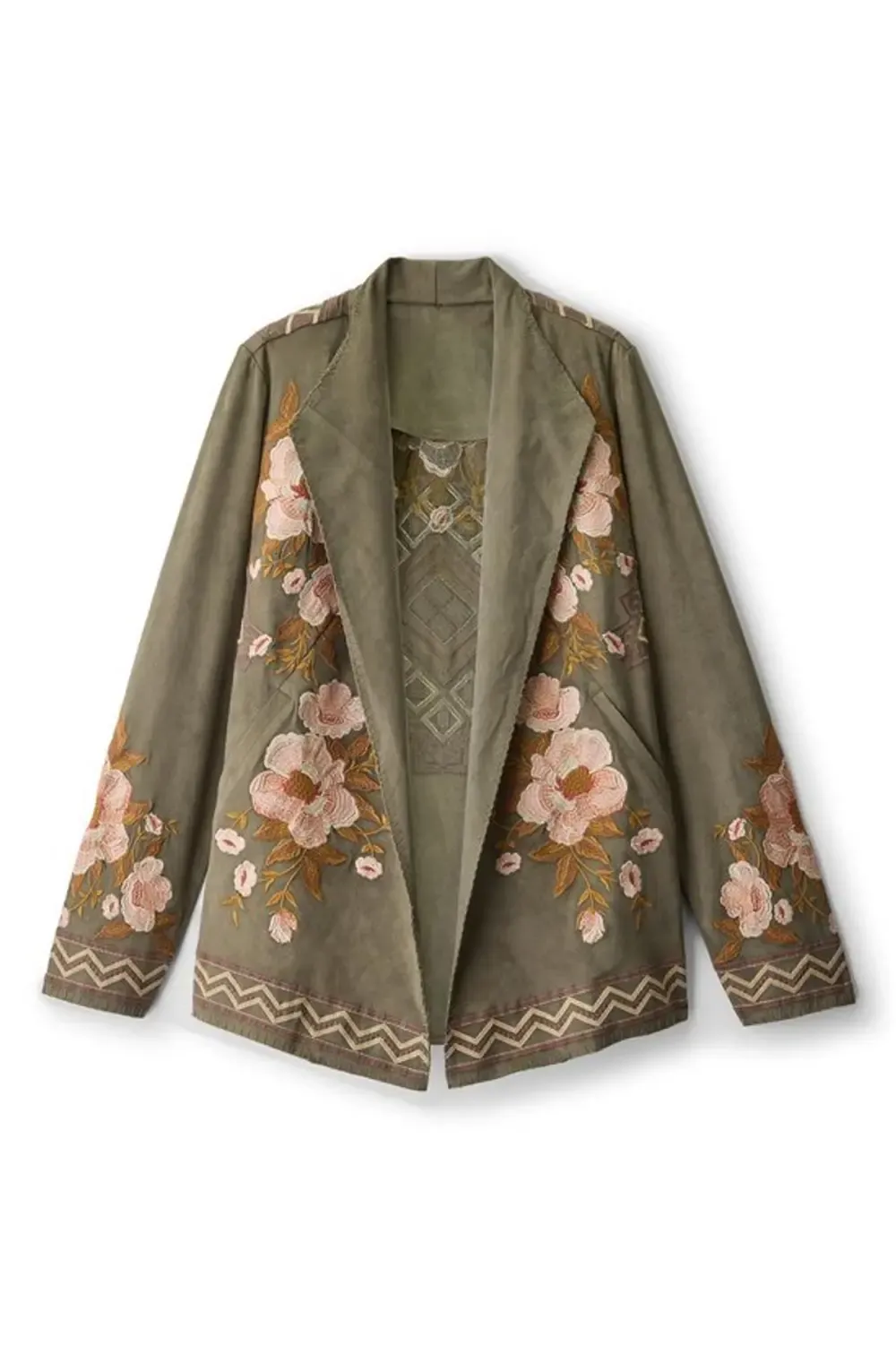 Fleur De Faux Suede Embroidered Jacket
