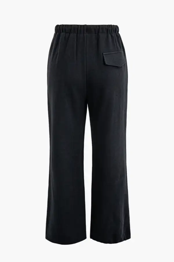 High Waist Drawstring Pocket Straight Leg Pants