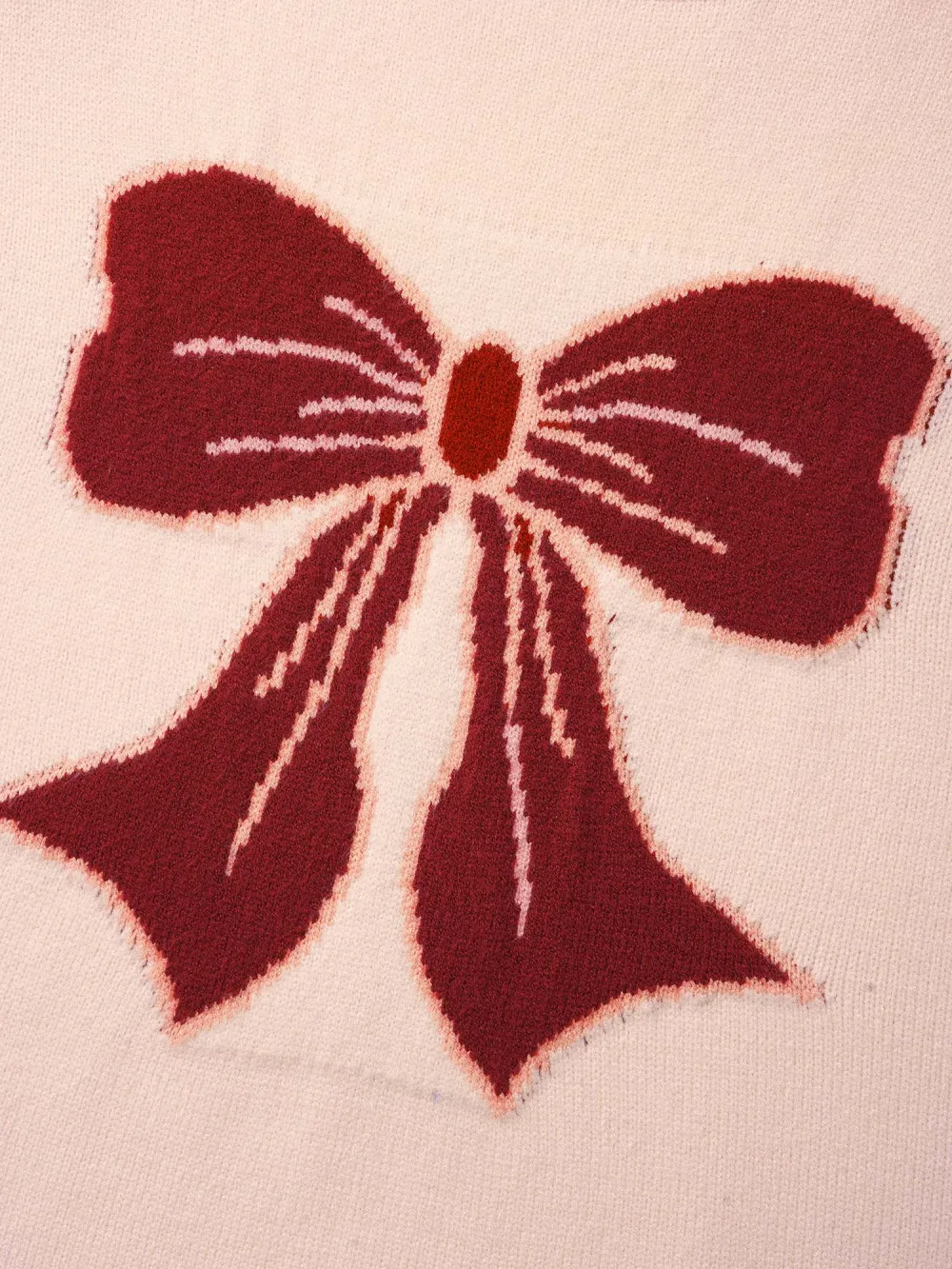 Embroidered Bow Tie Drop Shoulder Pullover