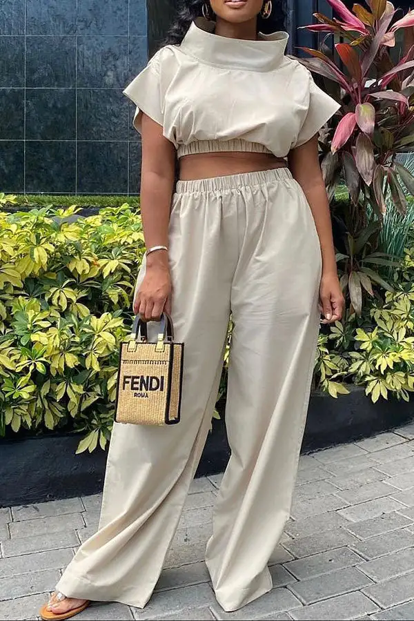 Apricot Wide-Leg Pant Set