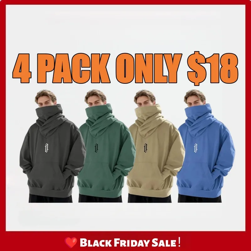 Black Friday-Unisex Oversize Ninja Double-Neck Cotton Hoodie with Pockets