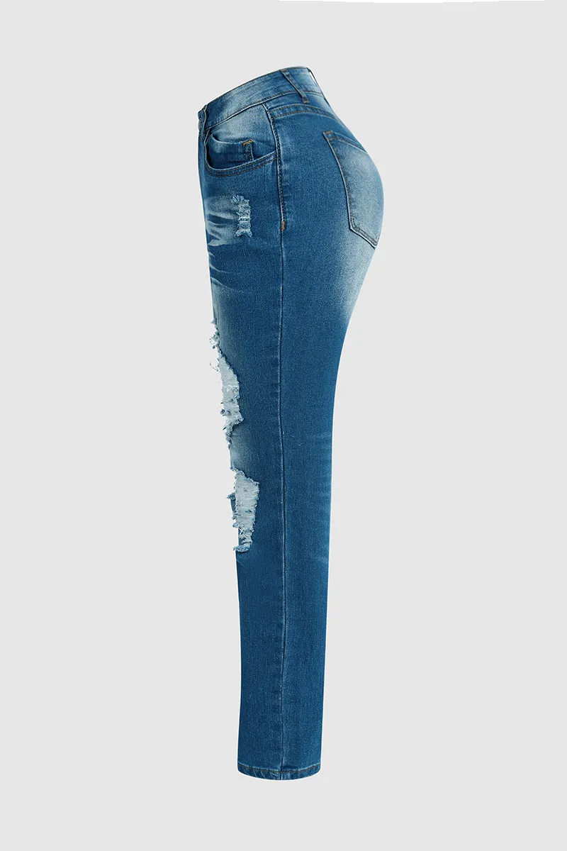 Distressed Low Rise Skinny Jeans