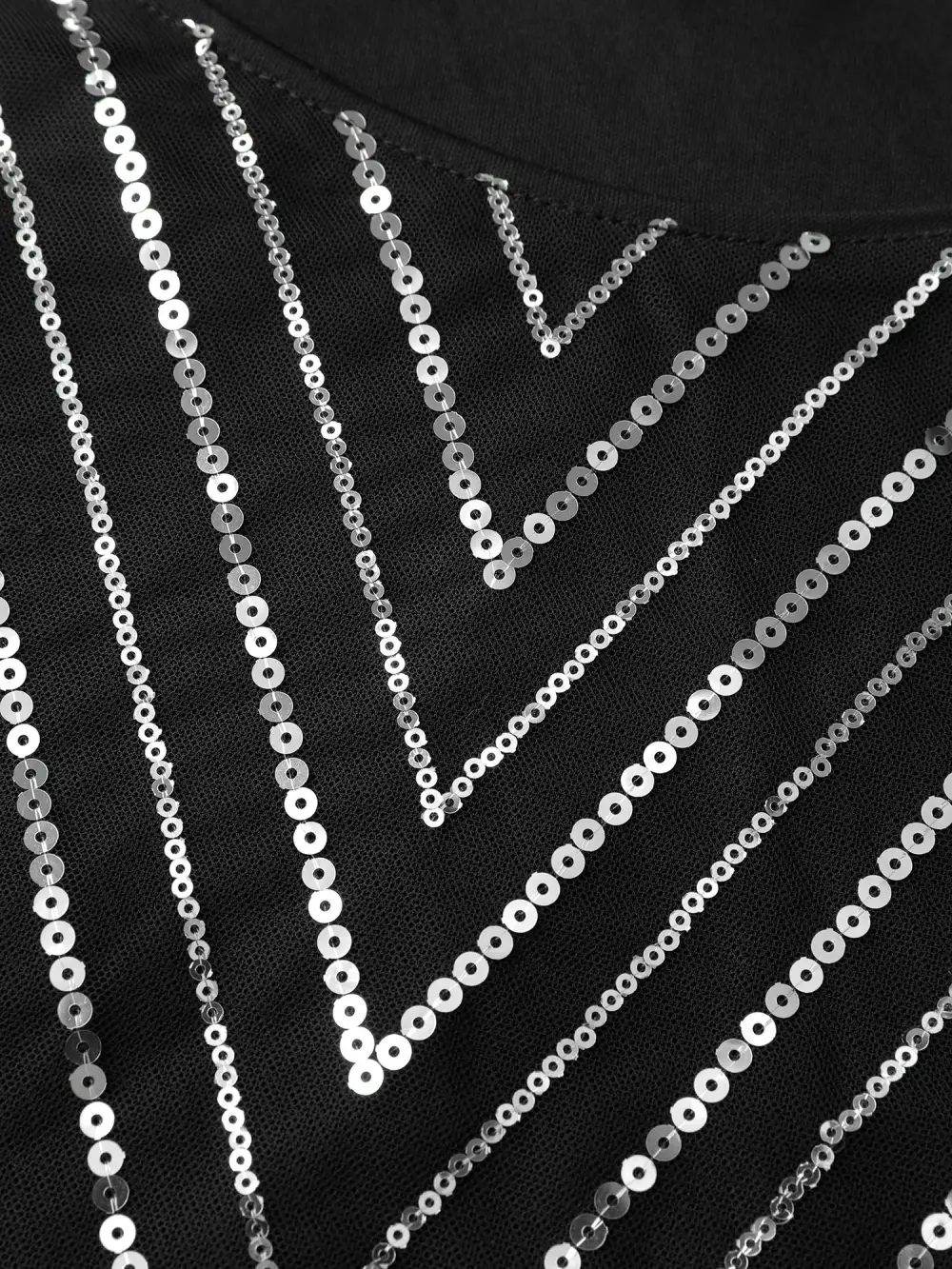 Zigzag Sequin Stretchy Waist Blouse