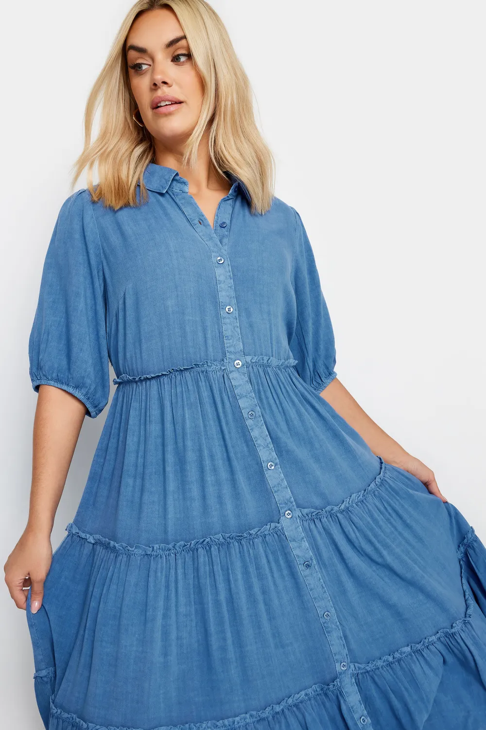 YOURS Curve Charcoal Grey Midi Shirt Dress