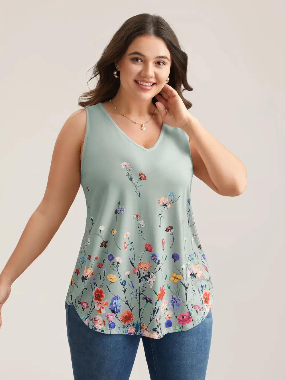 Blooming Flowers Print Stretchy Vest