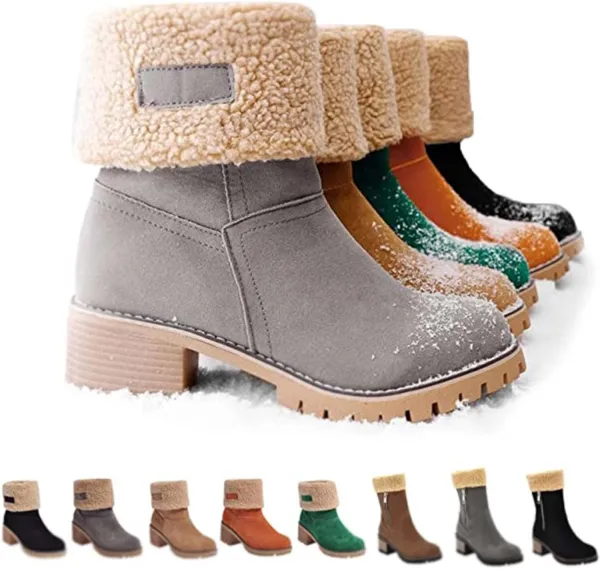 Women Snow Boots Winter Faux Fur Warm, Outdoor Hiking Booties