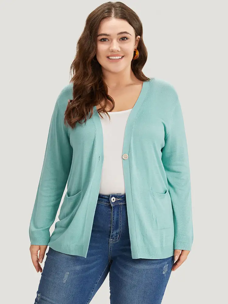 Supersoft Essentials Solid Button Up Pocket Drop Shoulder Cardigan