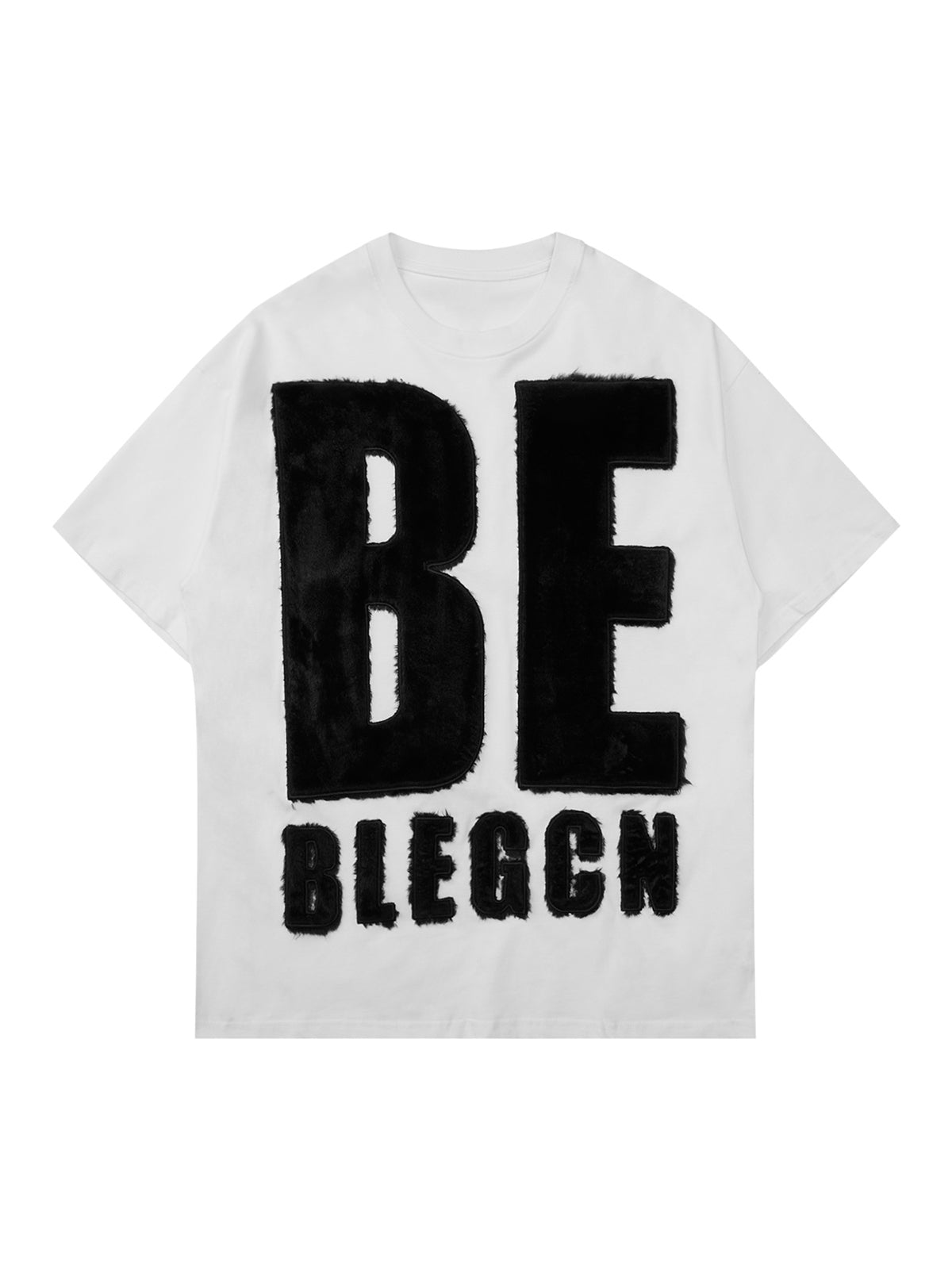 Suede Embroidered Letters Street Rap T-shirt - 2047