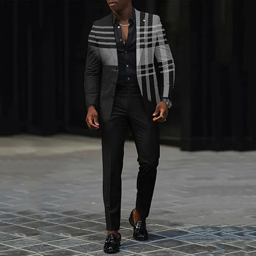 Men's Business Ombre Peak Lapel Blazer & Straight Pants 2Pcs Set