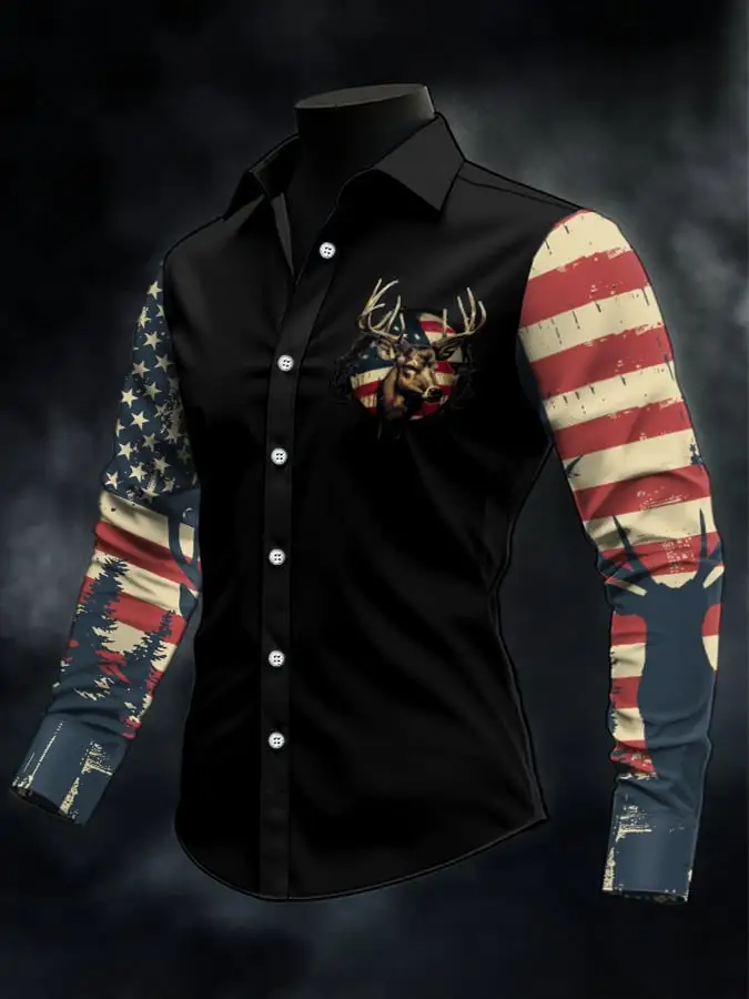 Men's Casual Western Style Contrast Color Shirt