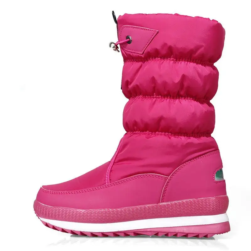 Winter fleece women's snow boots non-slip warm mid-barrel thickened casual cotton boots non-slip plus size women's cotton shoes