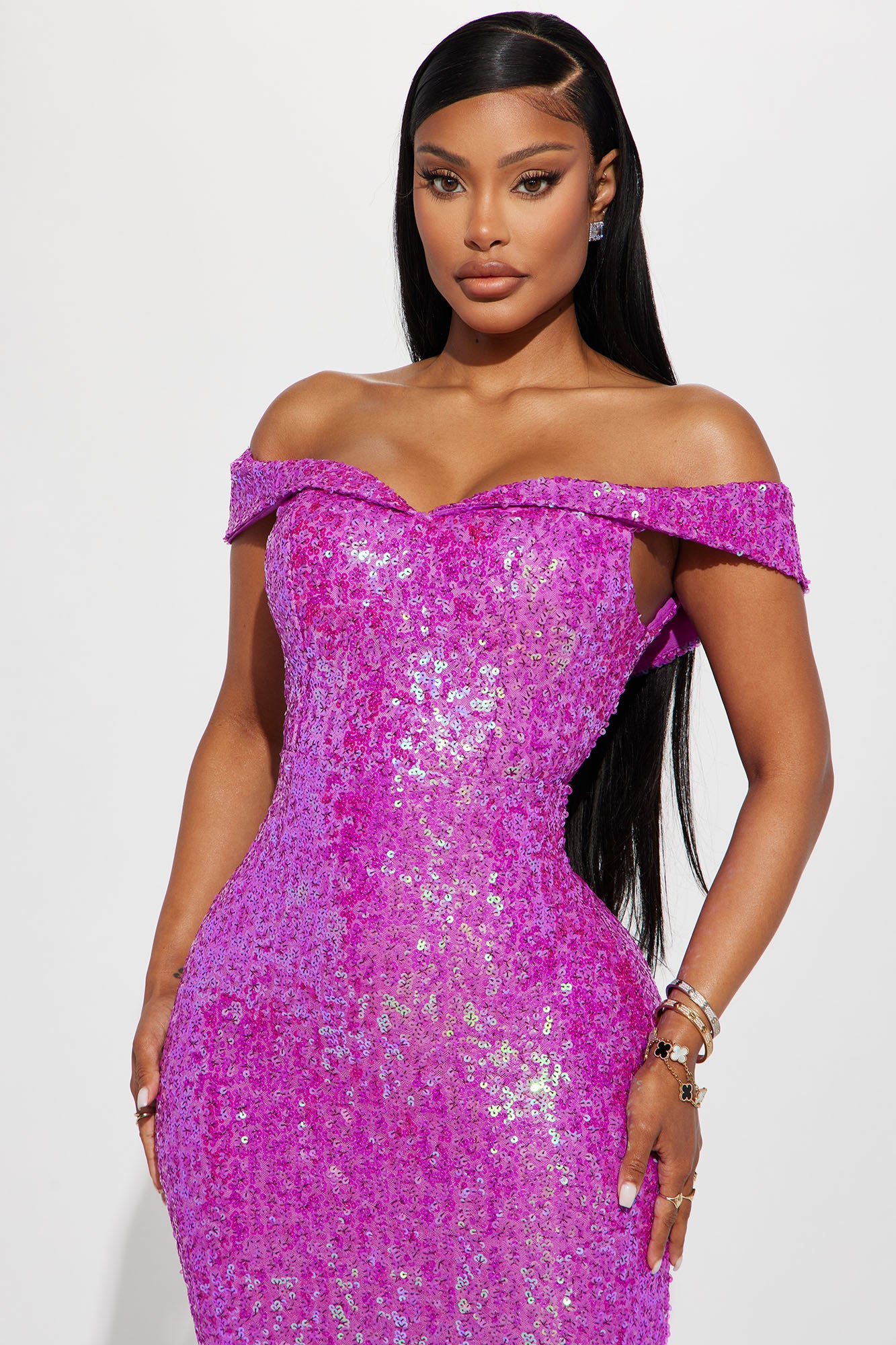 Marcie Sequin Gown - Magenta