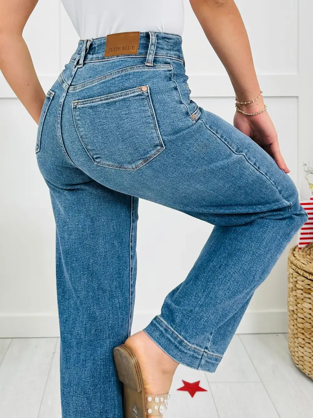 Judy Blue Star Spangled Style Wide Leg Jeans