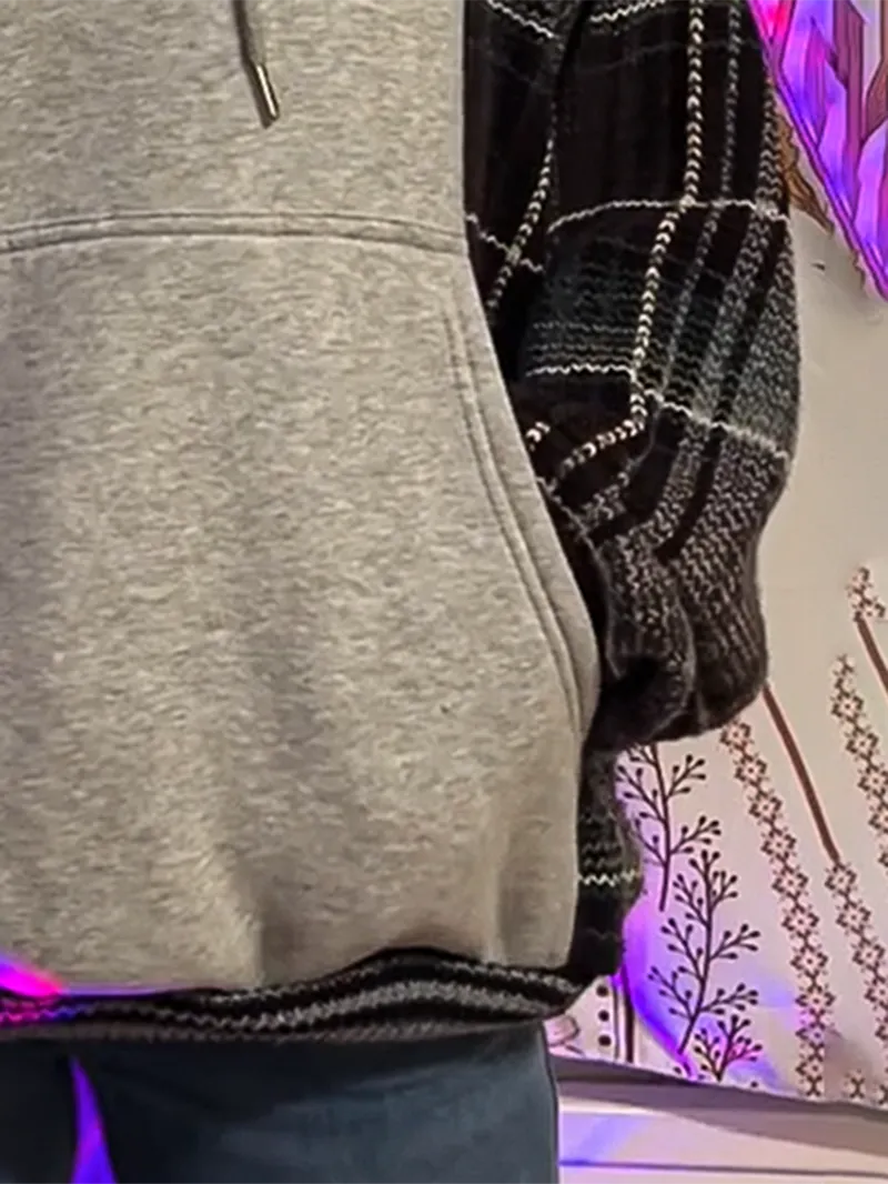 Grey Streetwear Leisure Hoodie Sweatshirts