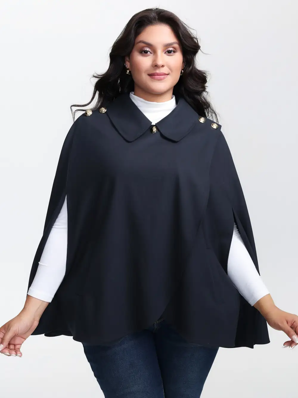 Cape Button Wrap Coat