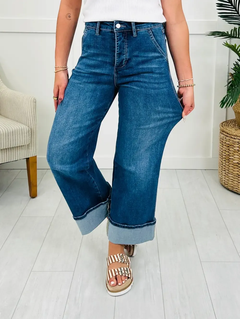 Mica Cuff it Up Wide Leg Jeans