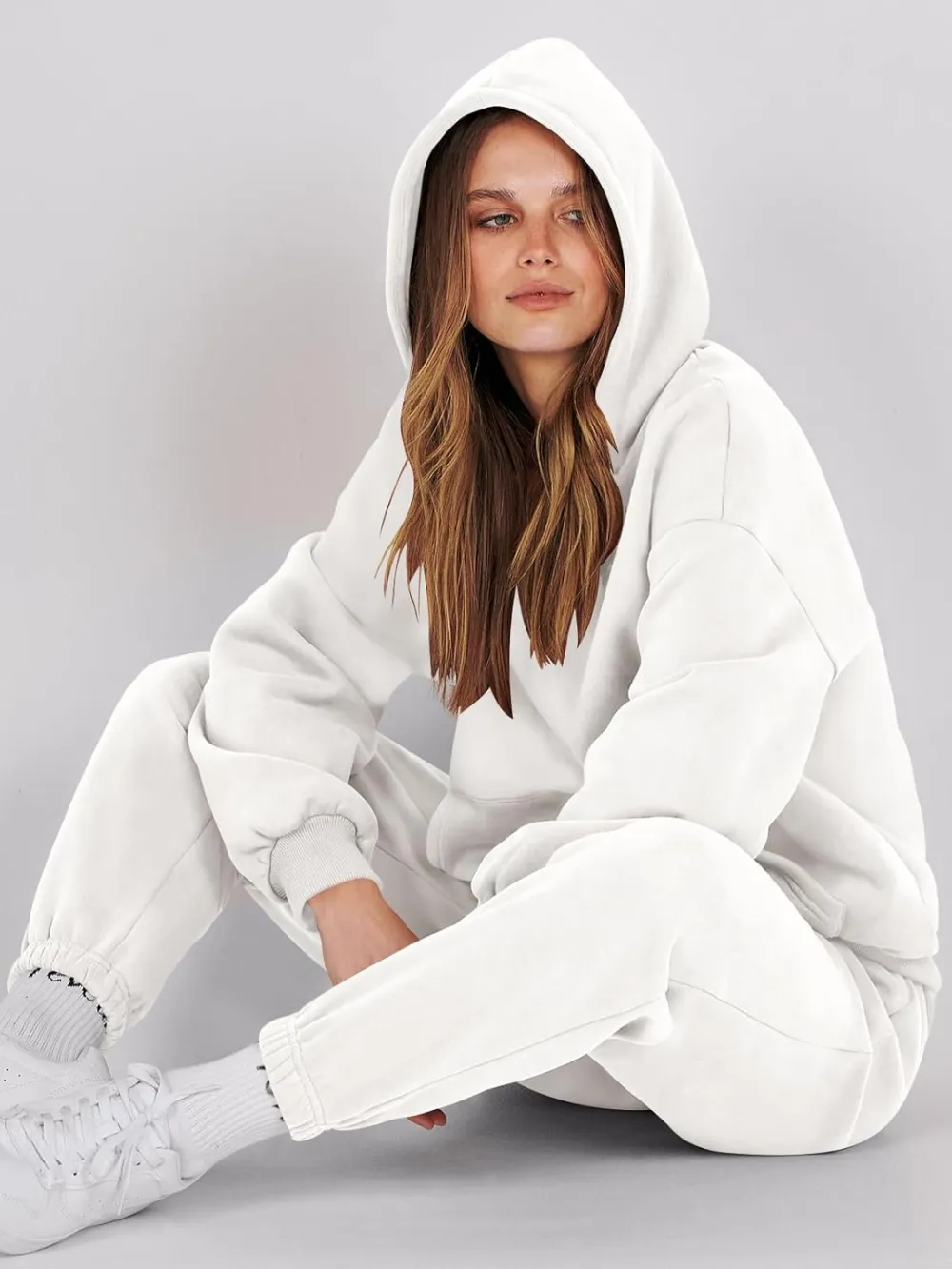 (Clearance Sale $1.99⚡) 2024 Women's Fall Oversized Casual Hoodie Two Piece Sweatshirt Jogging Pants Sweatshirt Set