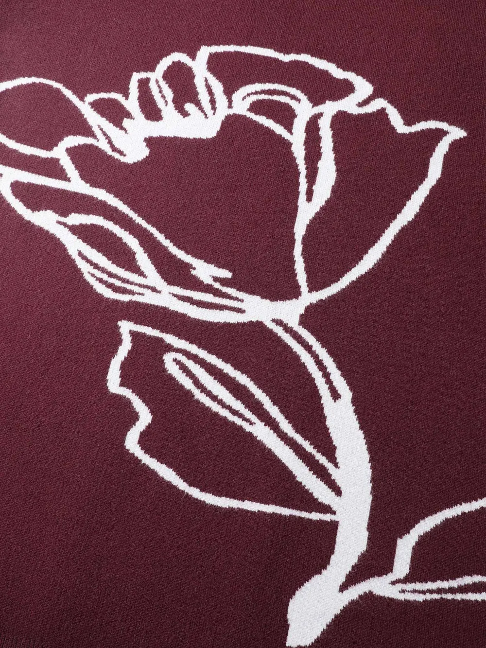 Rose Pattern Jacquard Round Neck Pullover