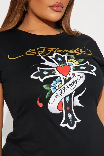 Ed Hardy Cross T Shirt Mini Dress - Black