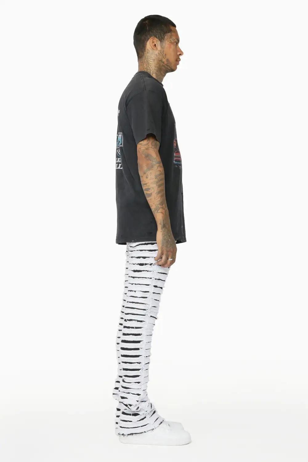 Kunno White Stacked Flare Jean