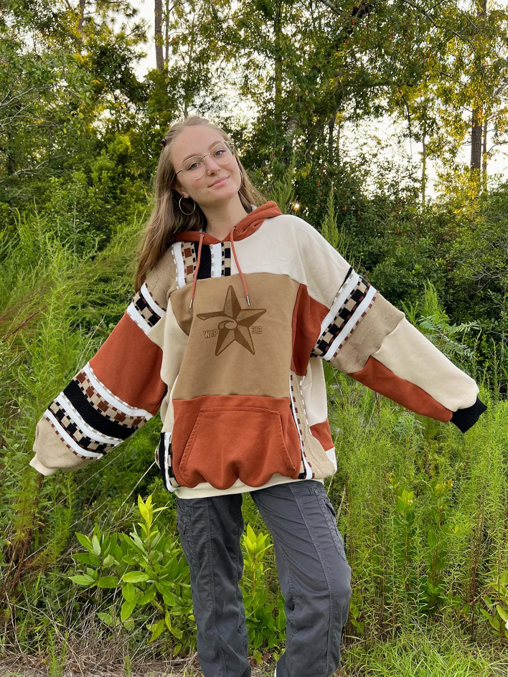 Khaki Streetwear Leisure Hoodie Sweatshirts