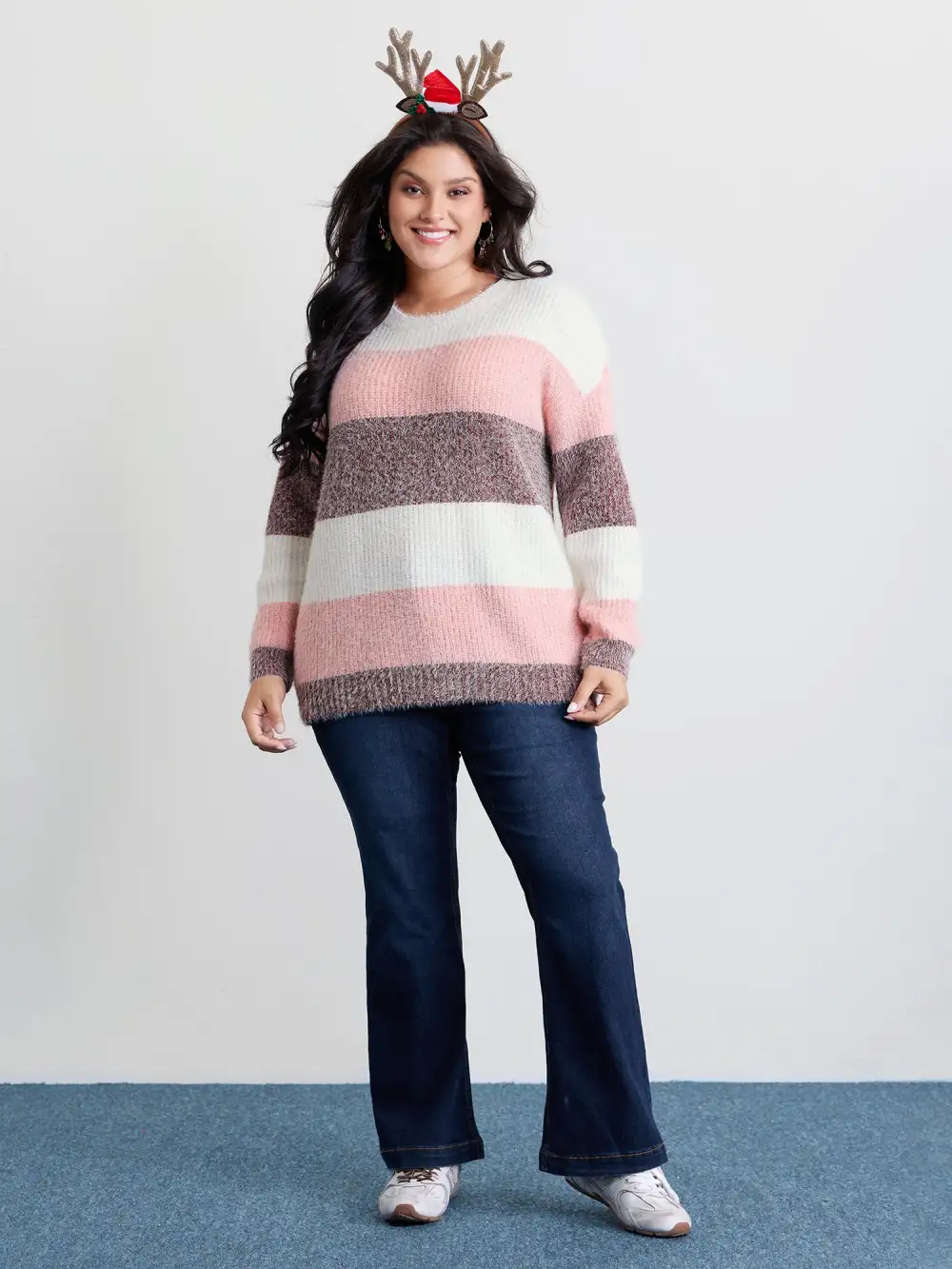 Colorblock Faux Mink Fur Pullover