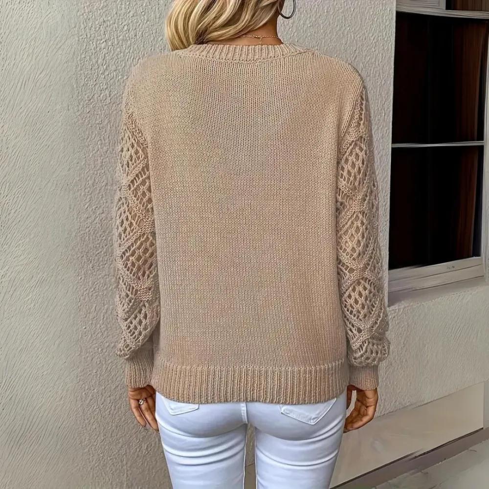 V-Neck Knitted Sleeves Jumper