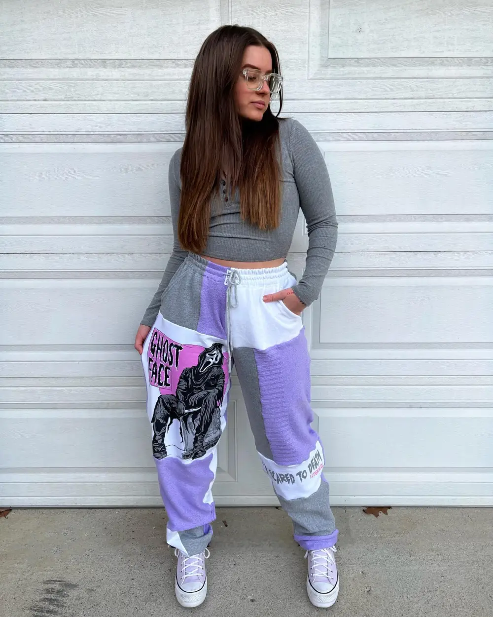 Purple sweatpants how perfect and cozy piece for your Halloween day