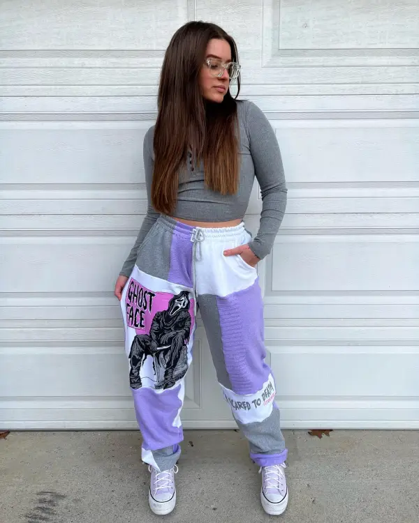 Purple sweatpants how perfect and cozy piece for your Halloween day