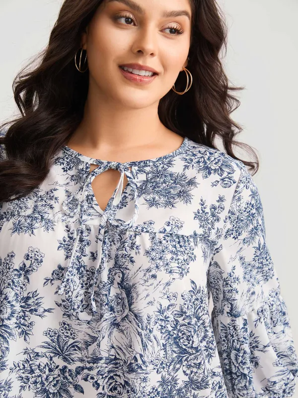 Artistic Print A-Line Blouse