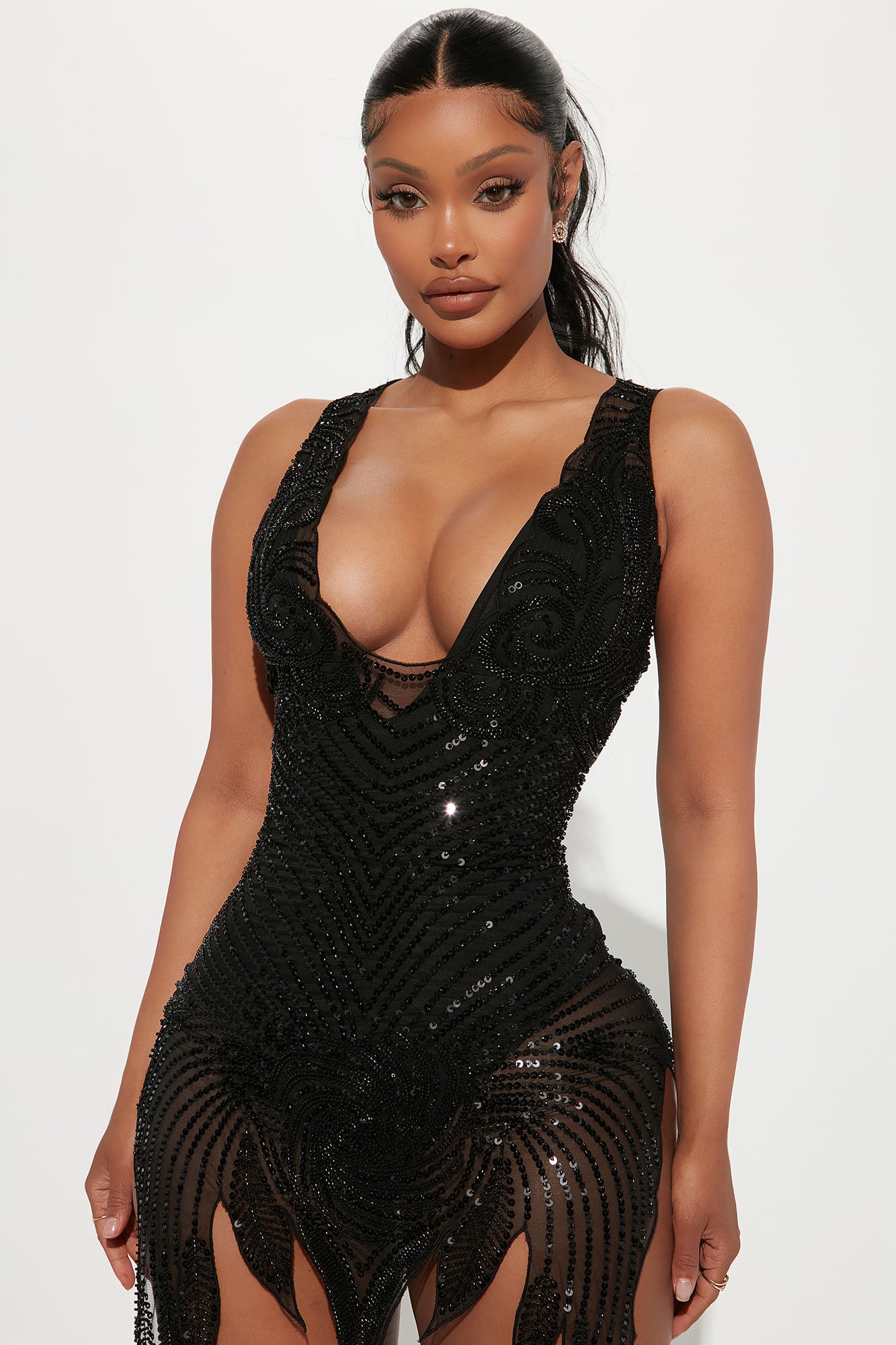 Avery Sequin Mini Dress - Black