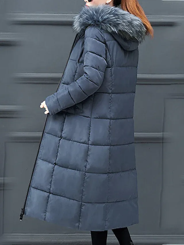 Women's Parka windbreaker hooded jacket casual full zipper pocket