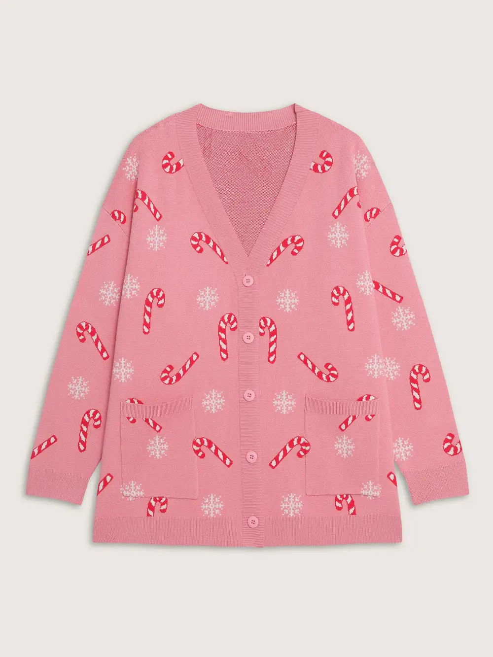 Holiday Candy Patch Pockets Knit Cardigan