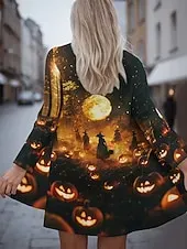 Halloween Women's Coat Lightweight Comfortable Pumpkin Print Vintage Artistic Casual Skull Casual Long Collarless Regular Fit Long Sleeve Outerwear Black White Pink Spring Fall