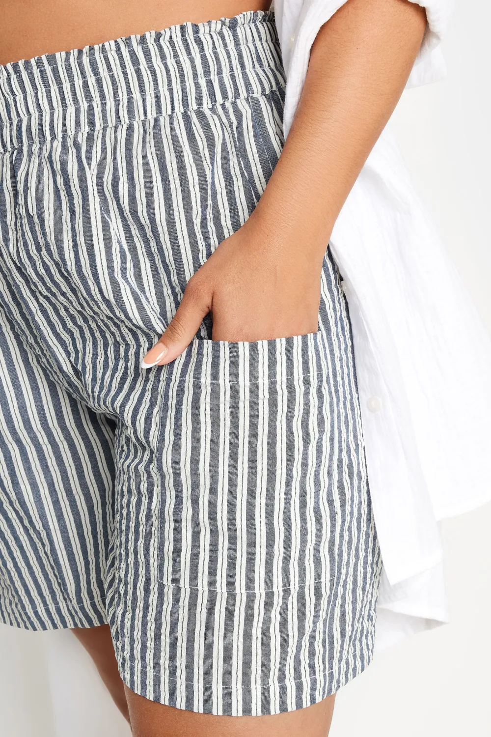 YOURS Curve Blue Striped Shorts