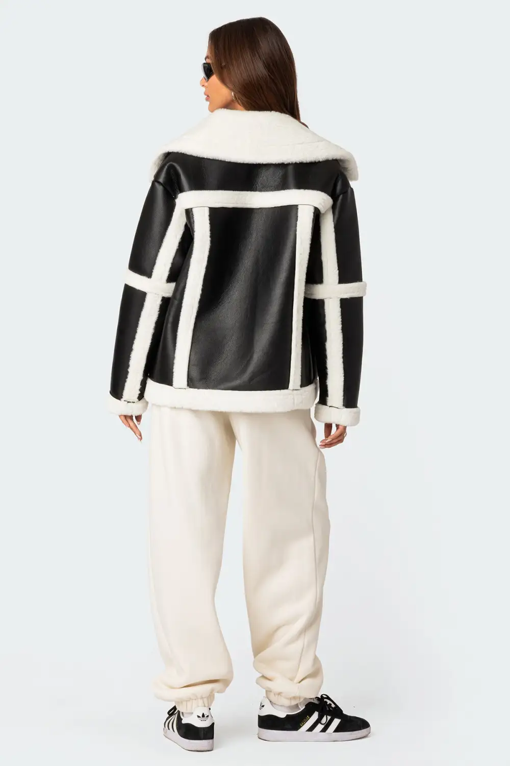 Rocki Oversized Faux Leather Shearling Jacket